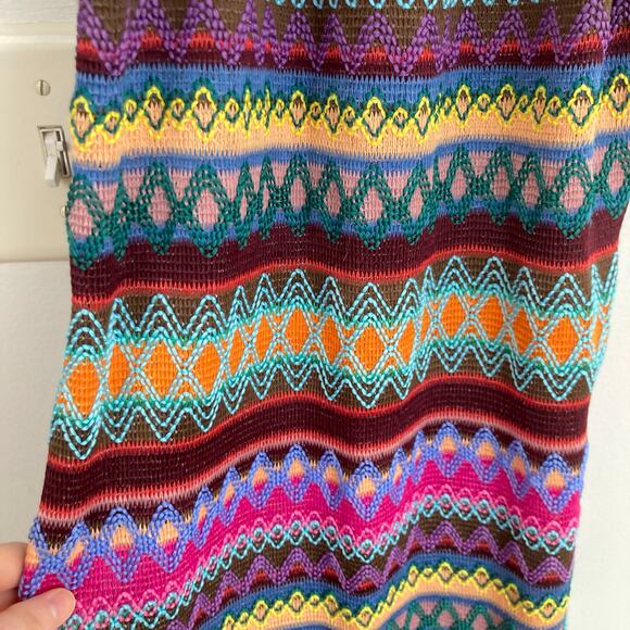Emery Rose Womens S Rainbow Boho Chevron Print Fringe Halter Dress Festival - Picture 5 of 8